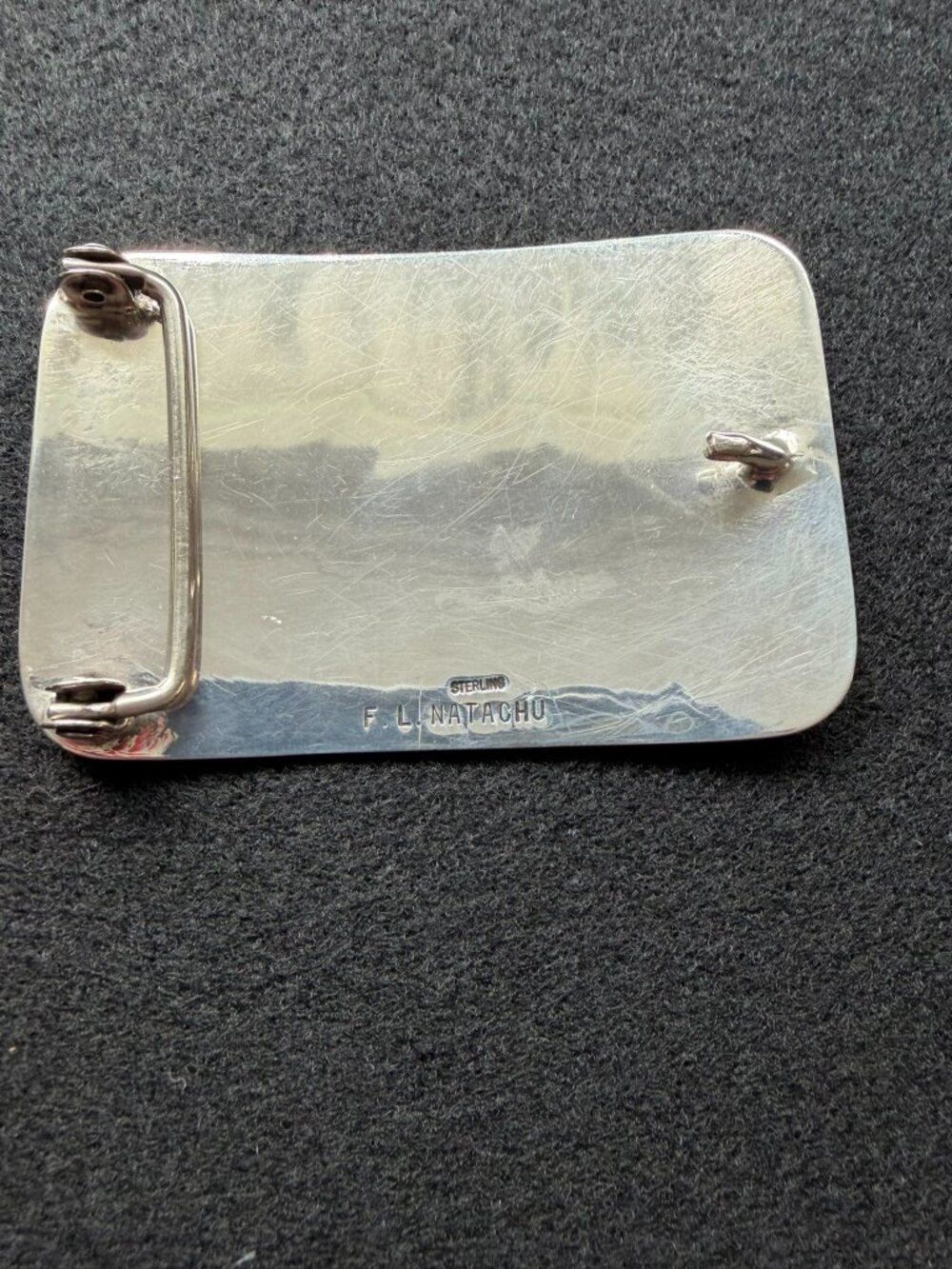 Vintage Zuni F L Natachu Sterling Silver Rainbow Man Belt Buckle - Picture 4 of 6